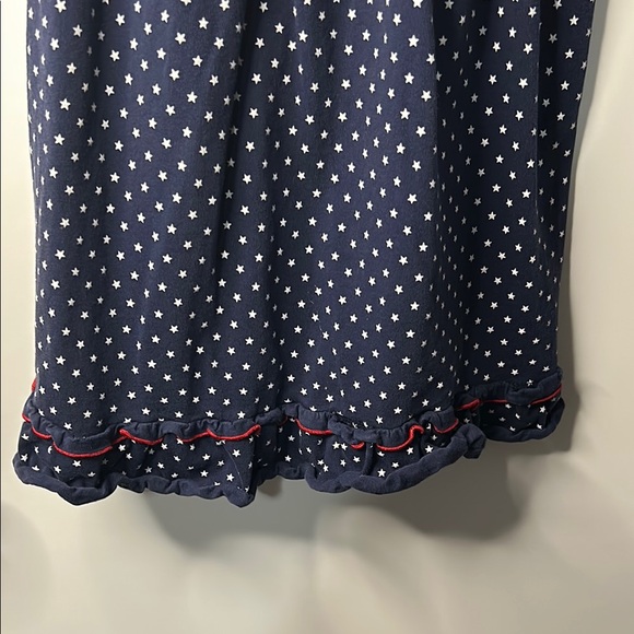 Navy Polka Dot Kids Dress with Red Stripes - Picture 3 of 9